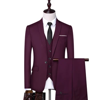 2023 Butik muške mode u poslovnom stilu (Blazer + Prsluk + Hlače), Gospodski Vjenčanje Svakodnevni Profesionalni Poslovno odijelo, 3 predmeta, S-6XL Slika