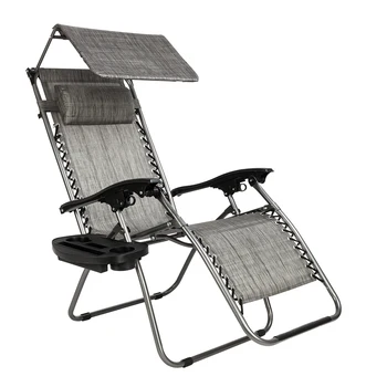 Marširati stolica sa podesivom duga leđa, pregibno klizni stolica, vrt tenda za piknik, plaže, ribolov, vrtna stolica siva Slika