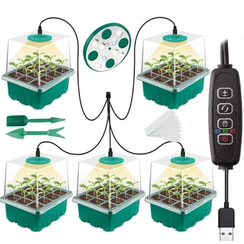5 KOM. Ladice za kvasca sjeme biljaka s potpunom uslugom u svjetla za uzgoj, 12 rupa na Pladanj za Klijanje biljke, Posude za uzgoj Slika