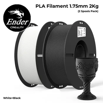 Creality PLA Nit sa žarnom niti 1,75 mm PLA 3D Pisač Nit sa žarnom niti 2 kg je Pogodan za većinu pisača FDM Bijele i crne boje Ender-PLA Value Pack 2 Zavojnice Pack Slika