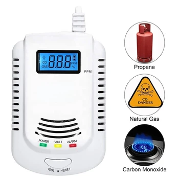 Detektor plina 2 u 1, Kuka Osnovna Alarm Prirodnog plina/Metan/Propan/CO Senzor curenja s glasovnim i led zaslon Slika