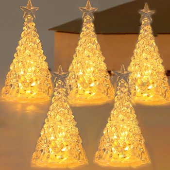 Kristalna led svijeća Božićno drvce noćno svjetlo ukras lampe na baterije svjetlo za ukrašavanje božićno novogodišnje zabave Slika