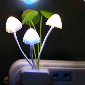 Novo, kreativni noćno svjetlo AC110V-220V, zidni utikač EU/SAD, svjetlosni senzor, 3 led boji грибных svjetiljke, led u boji noćne svjetiljke Slika