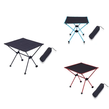 Stol za kampiranje na otvorenom, sklopivi stol za ultra light plaže, od aluminija, za šetnje, za penjanje, crna Slika