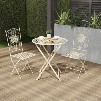 Sklopivi set za bistro BOUSSAC - stol i stolice od 3 predmeta s garniturom za sjedenje, postavlja vrtni namještaj Slika