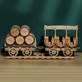 DIY 3D drvene puzzle Edukativne sastavljanje vozila za prijevoz crnog vina, setovi za montažu modela lokomotiva za bebe, poklon za rođendan Slika