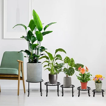 Željezni držač za cvijeće u američkom stilu, set od 5 predmeta, jednoslojni stolni minimalistički podni držač za cvjetne posude, balkon Slika