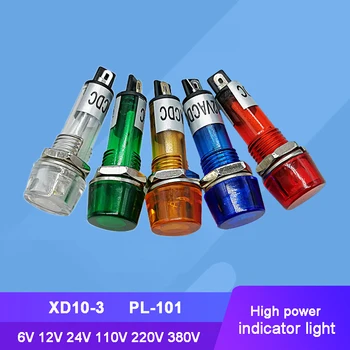 10шт XD10-3 PL-101 6V 12V 24V 110V 220V 380V 10 mm Indikatorsko svjetlo, Upozoravajuća žaruljica žaruljica Slika