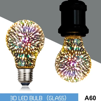 3D Ukras Led Žarulja E27 6W 85-265 U Vintage Žarulja Zvezda i Vatromet Lampa Slika