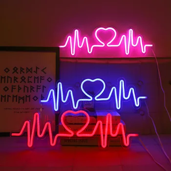 Srca Neonska Reklama Led Žarulja sa Logom Love Lampe Akril Integrativne Naknada Rasvjeta Ispovijed Dekor Pozadine Zid Napajanje iz USB Slika