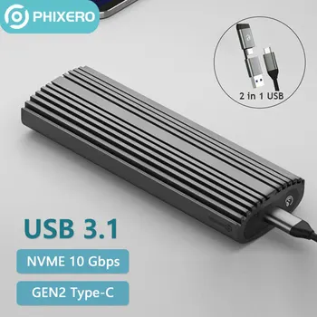 PHIXERO M2 SSD Case M. 2 NVMe SATA SSD Telo Adapter od 10 Gbit/s USB 3,2 Gen2 USB C Vanjsko kućište Podržava tipke M i B & M. Slika