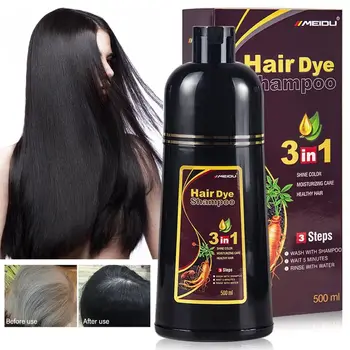 Šampon za instant bojenje 3 u 1, prirodna boja kose, crne boje, šampon za bojenje kose za muškarce i žene, biljni smeđa boja za kosu Slika
