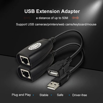 USB RJ45 Muško/Ženski Produžni kabel Komplet Adaptera za Cat5/6 Patch kabel 2 kom. U Paketu Produžni kabel za Ethernet Mreže od 150 metara Slika