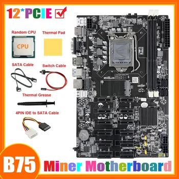 Matična ploča za майнинга B75 12 PCIE ETH + procesor + 4PIN IDE-SATA kabel + Kabel SATA + Kabel za prebacivanje + Термопаста + Термопластичная brtva Slika