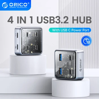 USB hub ORICO od metalnog materijala 10 Gbit/s s 2 USB porta A i 2 USB porta C USB3.2 hub Splitter je pogodan za sve Mac Mini, Macbook Slika