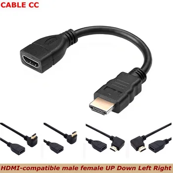 Novi HDMI-kompatibilnu produžni kabel između muškaraca i žena na 90 stupnjeva prema gore, dolje, lijevo i desno za monitor računala, TV-kabel visoke razlučivosti Slika