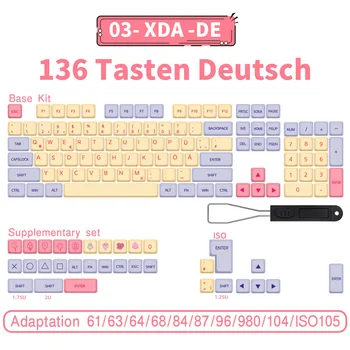140 tipki PBT Keycaps XDA Profil ISO izgled Njemački Kapice za tipki Za Mehaničke tipkovnice Cherry MX Slika