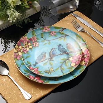 Europska kreativno tanjur za odrezak od kost kina, Zapadna tanjur za večeru, kućni okruglo keramički jelo, 10-inčni 8-inčni ploča za dim-самов Slika