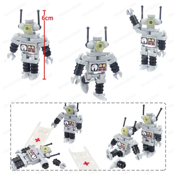 Klasični Mini robot je gradbeni blok sastavljen Moc intelektualni Ai Borbe željezne figure Model scene Prikaz dječji poklon igračka za dječaka Slika