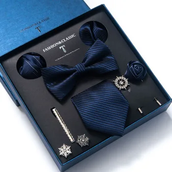 Jednostavan luksuzni 8шт Muških Kravata Luksuzni Kravate + Leptir + Džep Kvadrat + Broš + Manžete + Postavlja Isječaka za kravatu s Poklon kutiji Slika