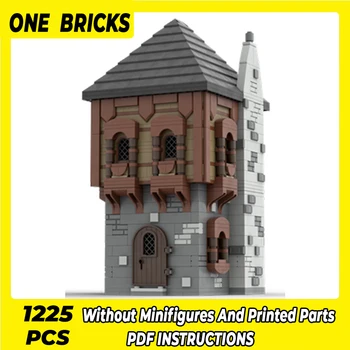 Gradivni blokovi Moc, modularni pogled na ulicu, srednjovjekovni dvorac, tehnički cigle, montaža svojim rukama, građevinske igračke za djecu, odmor darove Slika