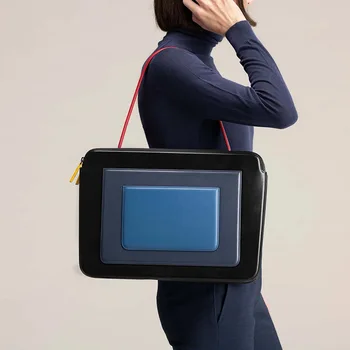 Ženski portfelj kontrastne boje s dvostrukim džepovima, rano proljeće, nove torbe ispod pazuha, modni univerzalne torbe na jedno rame za dame Slika