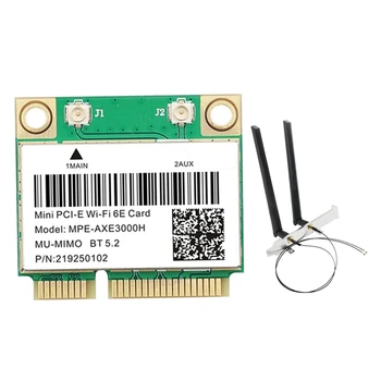 MPE-AXE3000H Wifi Kartica Sa antenom Wifi 6E 2400 Mbit/s Mini PCI-E Za BT 5,2 802.11 AX 2,4 G/5G/6GHz Pribor za mrežne kartice Wlan Slika