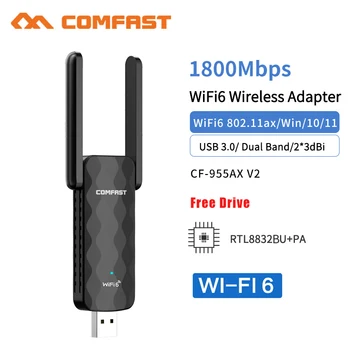 High-speed WiFi 6 USB-ac Adapter za 2,4 G 5G AX1800 Bez upravljačkog programa Bežične Ključ Mrežna kartica WiFi6 Adapter USB3.0 PC Win10/11 Prijemnik Slika