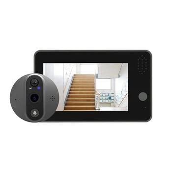 Tuya Smart 1080P Wifi zvono na vratima oka za gledanje kamere Plastika + metal Tuya pametan zvono na vratima 4,3 inča FHD video zvono na vratima Slika