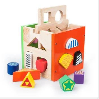 Dječji klasične građevinske drvene blokove, geometrija, uradi sam, kreativna cigle, surround predškolsko obrazovanje, dječje igračke, blok, Božićni poklon Slika