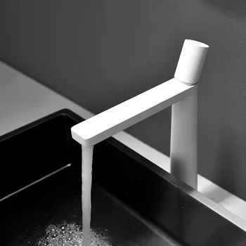 Bakar bijelo slavina za kupaonice Stolni mikser za sudoper Minimalistički mikser za bazen Kreativni lavabo za kupatilo Slika