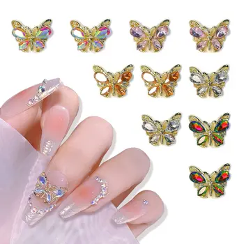 10 kom. privjesci za nokte s leptirićima od циркона, 3D rhinestones za nokte u obliku leptira, privjesci za dizajn noktiju, pribor za manikuru 