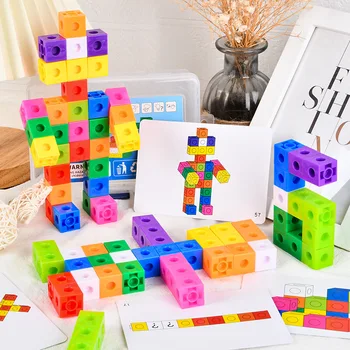 Blokovi, igračka Montessori, koji se prelijeva matematičke kocke, edukativne, u uokvirenim, matematički element za brojanje, umetanje u presavijeni kocka Slika