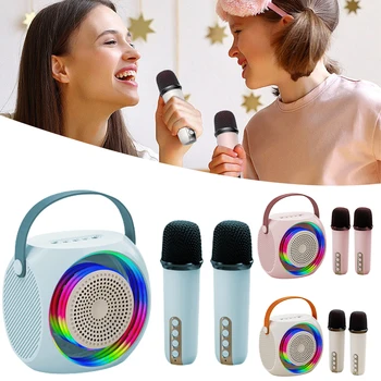 Bežični karaoke-zvučnik mikrofon boji sa pozadinskim osvjetljenjem, kompatibilan s Bluetooth karaoke-aparat za kućnu zurke Slika