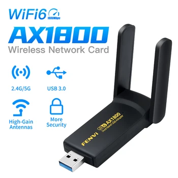 WiFi 6 USB Dongle Prijemnik AX1800 MT7921 dual-band 2,4 G & 5G Bežična Mrežna Kartica, USB 3.0 WIFI Adapter Za Desktop Laptop Slika
