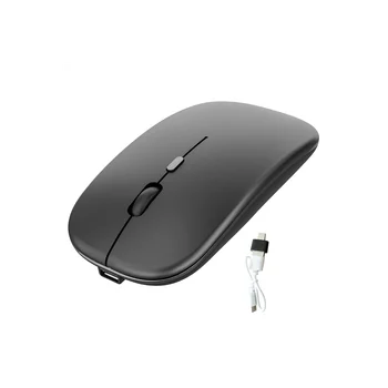 Bežični miš, punjiva, сверхшумная optički miš na 2,4 G, USB prijemnik Type-C, za prijenosno računalo, MacBook (crna) Slika