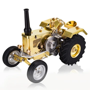 4WD radio kontrolirani traktor s pogonom, prikladniji mesinga parni motor 1.6 ccm, horizontalni motor s unutarnjim izgaranjem s zrakom, traktor, igračke svojim rukama Slika