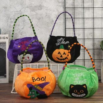 Тыквенная torbu na Halloween, slatka torba za čokolade, вельветовый duh, crna mačka, vještice, vampire, baršun, veleprodaja, besplatna dostava Slika