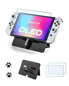 Igra stalak za Nintendo Switch, sklopivi magnetska stalak za pare palube Nintendo Switch set pribora 3 u 1 caps za hvatanje palca Slika