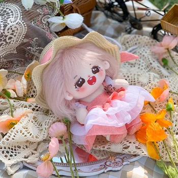 Slatka pamučnim lutka Mala pamučna 20 cm golu lutku Komplet odjeće Konaise Godišnje slatka crtani animirani lutka poklon za rođendan Slika