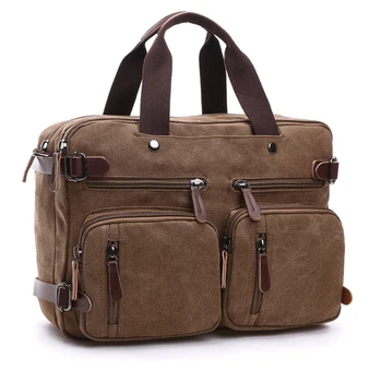 Vintage muška холщовая torba, kožna aktovka, putni kofer, torba-instant messenger, torba-тоут na ramena, veliki dnevni poslovni džep za laptop Slika