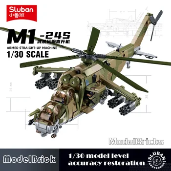 Sluban je Gradbeni Blok Igračke B1137 MI-24S 3 U 1 Naoružani Transportni Helikopter Stroj 893 kom. Cigle Kompatibilan S Vodećim Markama Slika
