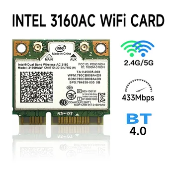 Dvofrekvencijska wireless karticu Intel 3160.HMWG.R AC + Bluetooth Mini PCIe Podržava B/G/N/AC kreće se od 2,4 i 5,8 Ghz pomoću pričvrsnih vijaka Slika