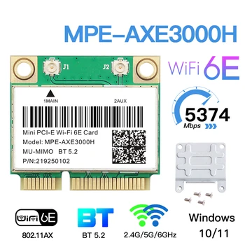 5374 Mbit/s WiFi 6E AX210 Bežični 802.11 AX 2,4 G/5 Ghz/6 Ghz BT5.2 WiFi6 AX200 WiFi Kartica M. 2 Za Mini PCI-E Adapter Za Win10/11 Slika